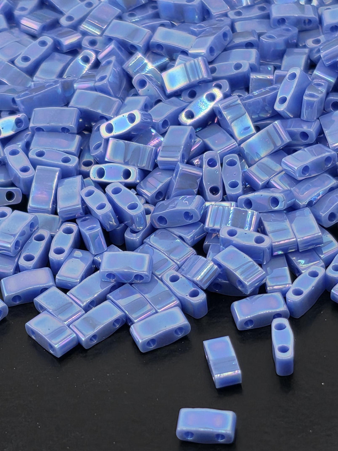 Miyuki Tila Beads, Dark Periwinkle Opaque Rainbow | Half | 7.2-7.8g Pack