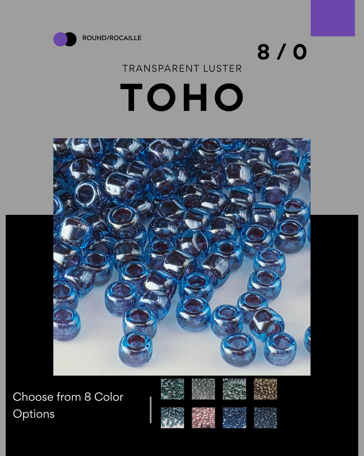The image is a collage of various images of blue glass beads, with a focus on the color of the beads.