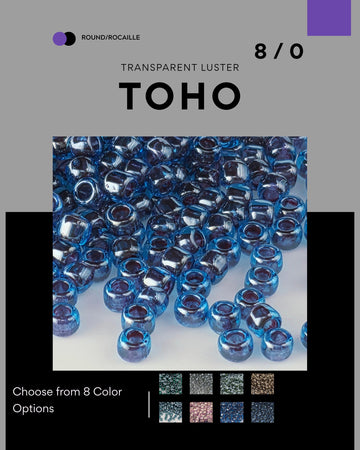 The image is a collage of various images of blue glass beads, with a focus on the color of the beads.
