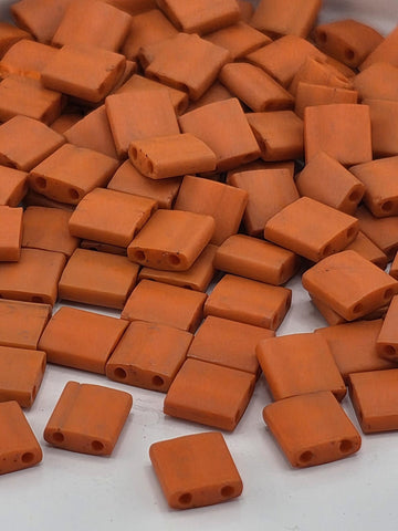 Miyuki Tila Beads, Terra Cotta Opaque Matte | Flat Square Tile | Two Hole 5mm