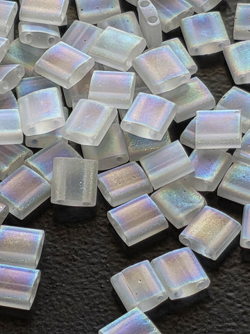 Miyuki Tila Beads, Crystal Matte Rainbow Glass | 7.5G Pkg | Japanese Seed Jewelry Beading