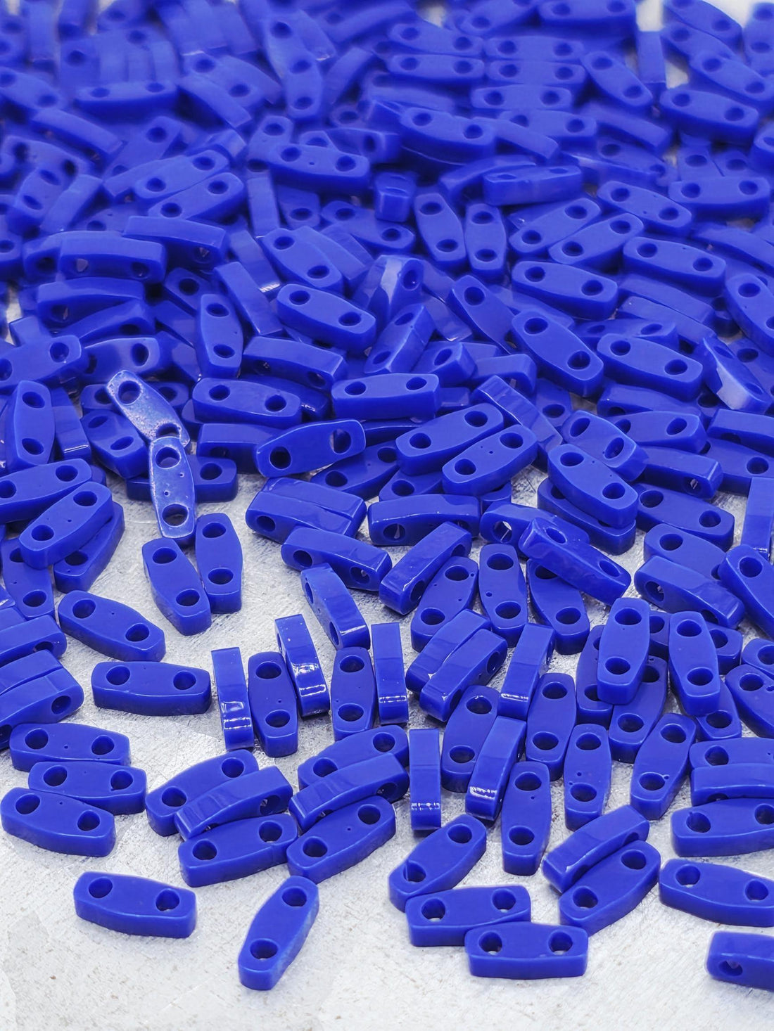 Miyuki Tila Beads, Cobalt Blue Opaque | Flat Square Japanese Glass | Two Hole 7.2G Pack