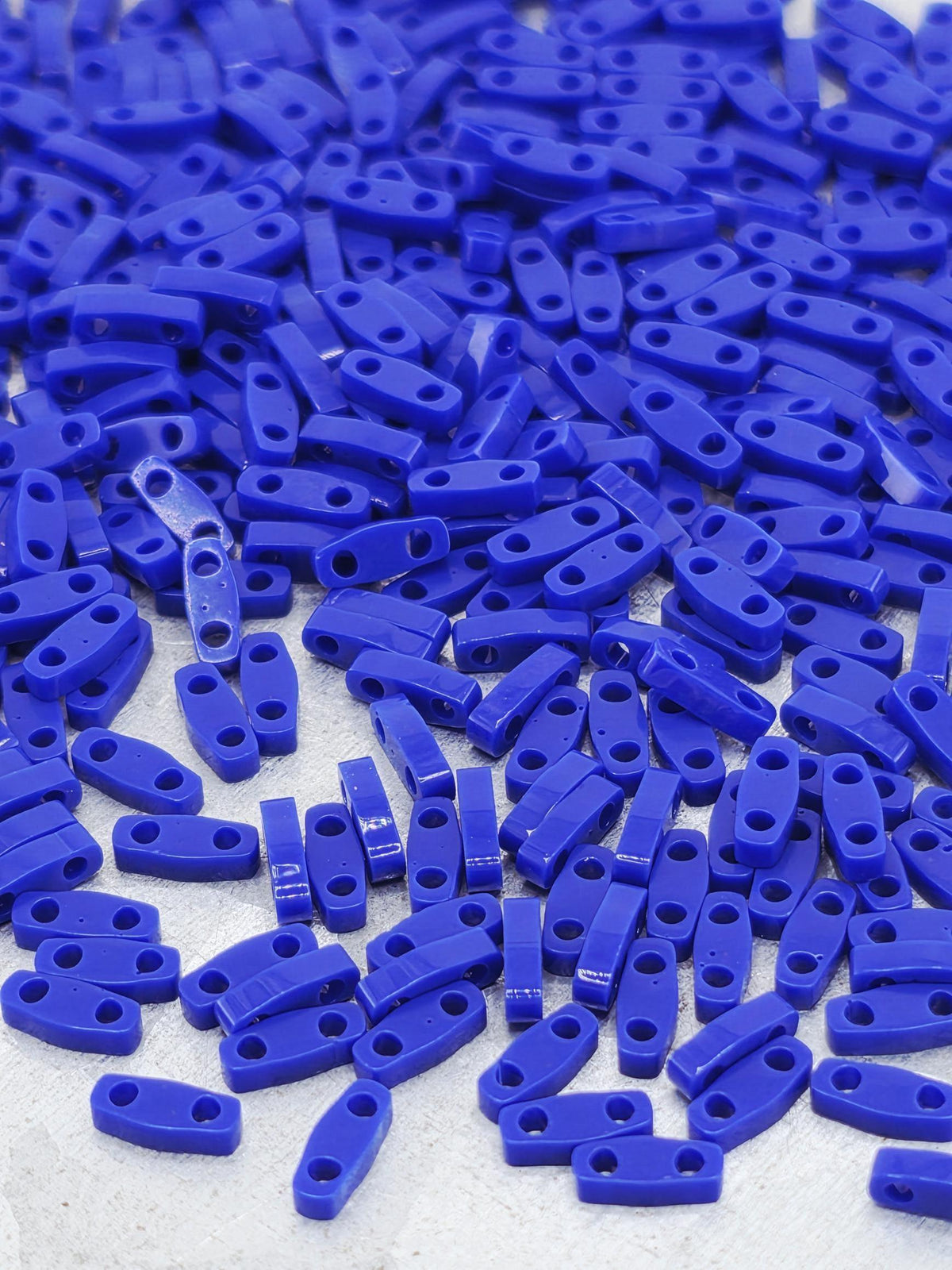 Miyuki Quarter Tila Beads, Cobalt Blue Opaque Japanese Glass - Flat Square - Jewelry Making Supply (7.5g Package, Crafting)