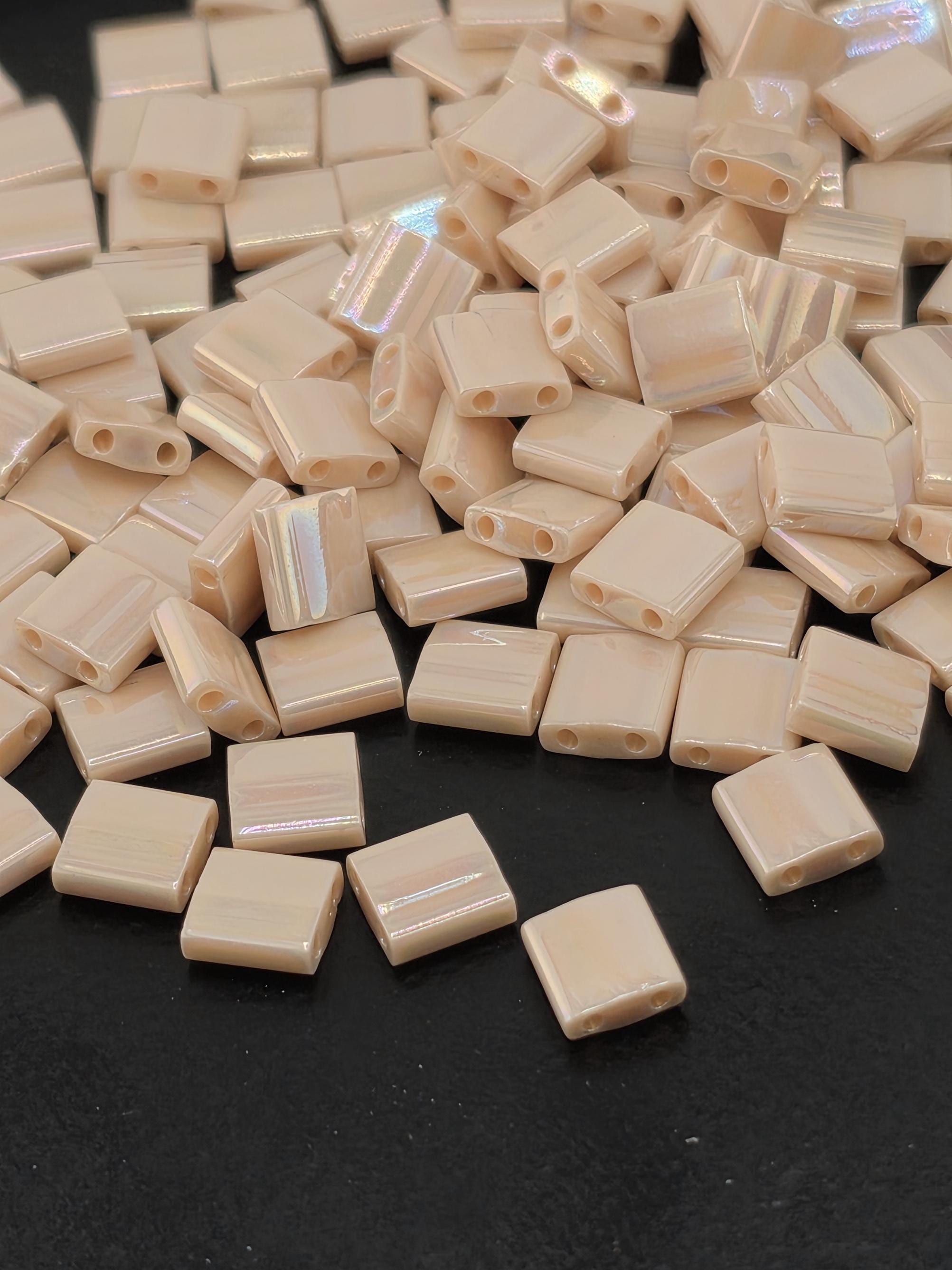 Miyuki Tila Beads, Dark Flesh Opaque - Two Hole Glass | 7.5G Pkg | 5X5X1.9Mm For Jewelry