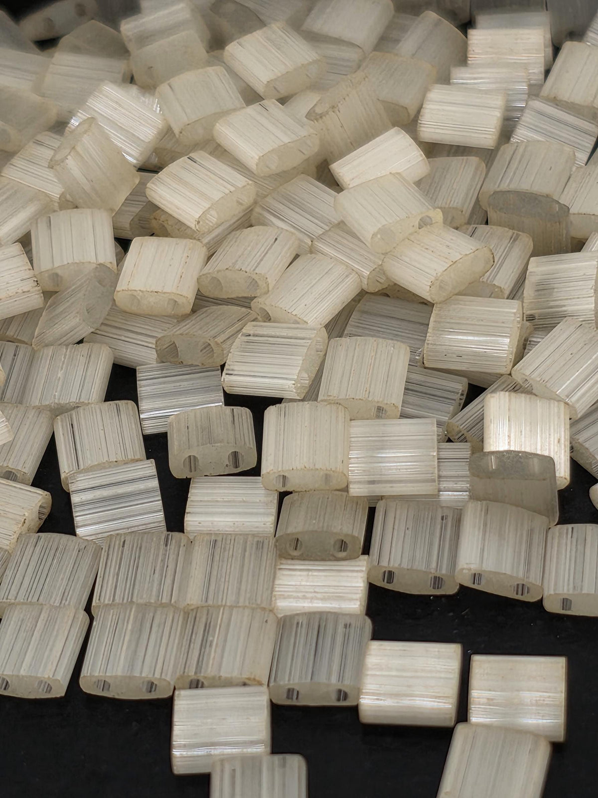 Miyuki Tila Beads, Ivory Satin Glass Squares | Two-Hole | 5X5Mm 7.5G Jewelry Weaving