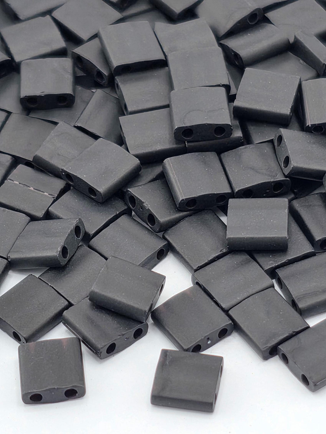 Miyuki Tila Beads, Black Opaque Matte | Japanese Tile | 5mm Square