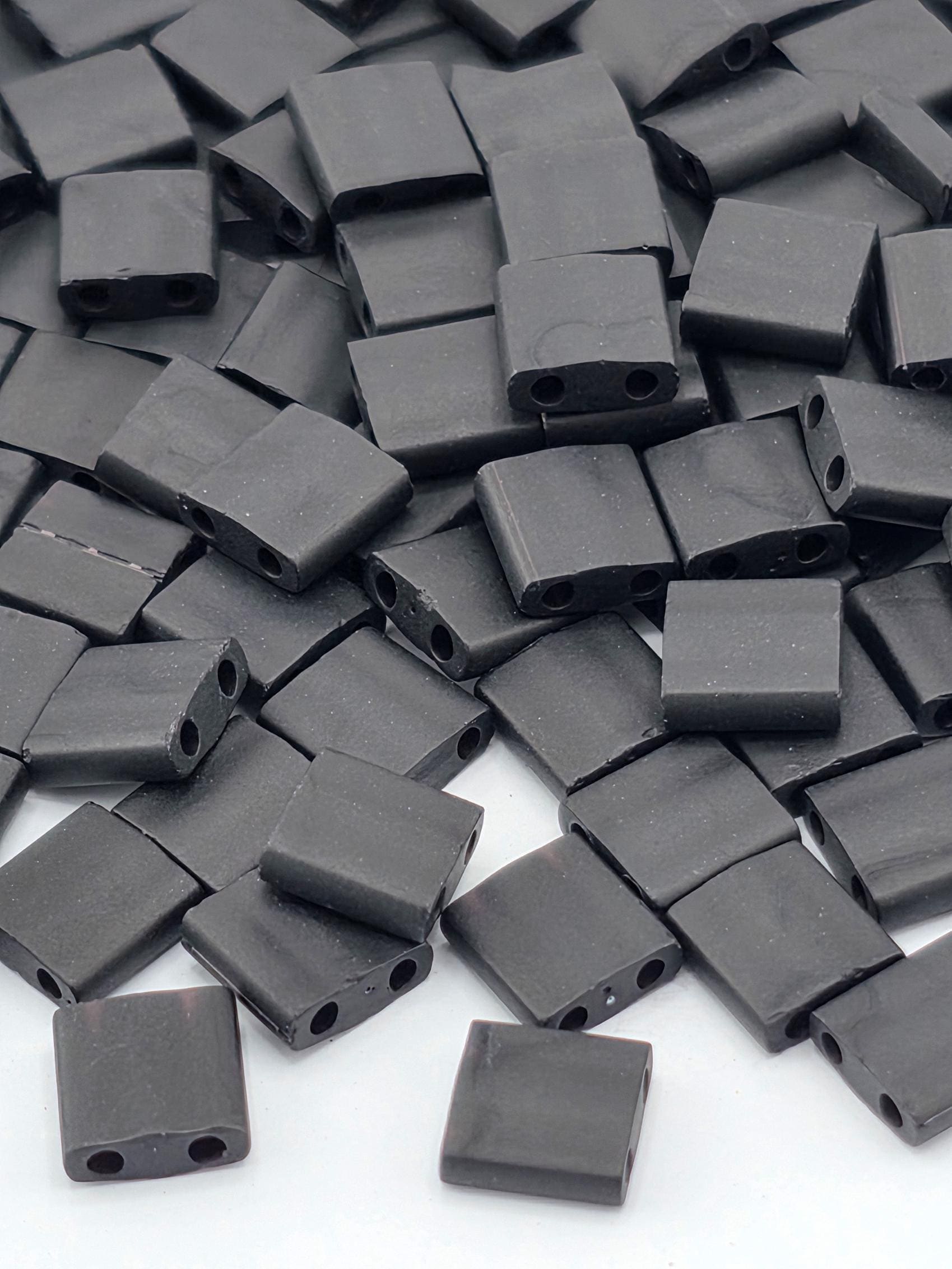 Miyuki Tila Beads, Opaque Matte Black | Two-Hole Tile | Japanese Glass | 7.5G Jewelry Pack