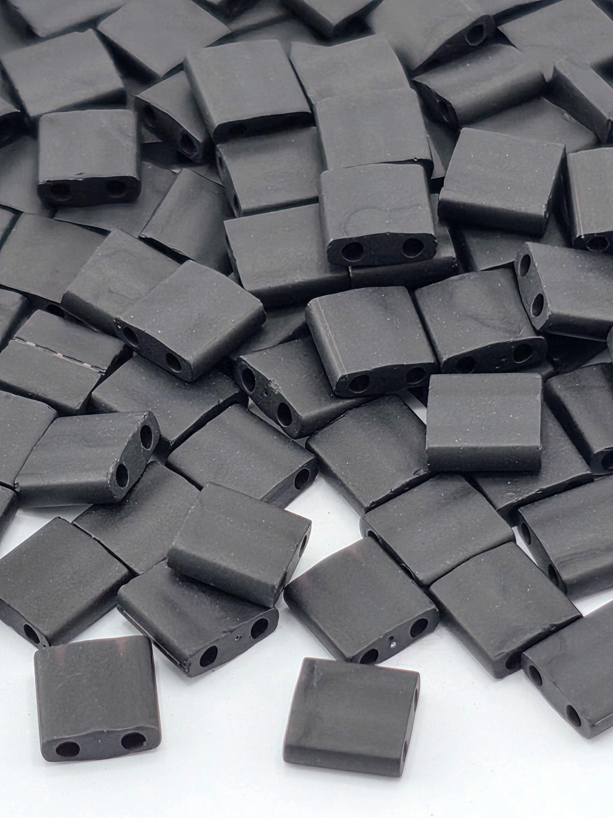 Miyuki Tila Beads, Opaque Matte Black | Two-Hole Tile | Japanese Glass | 7.5G Jewelry Pack