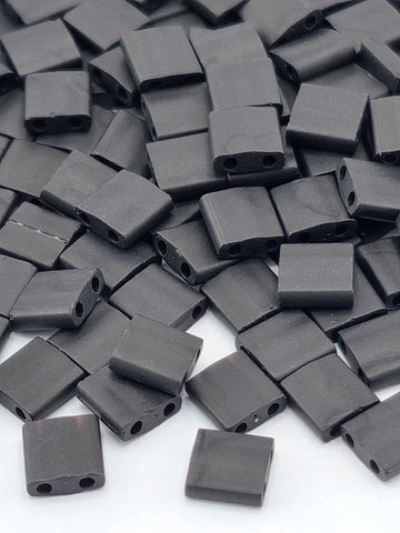 Miyuki Tila Beads, Opaque Matte Black | Two-Hole Tile | Japanese Glass | 7.5G Jewelry Pack