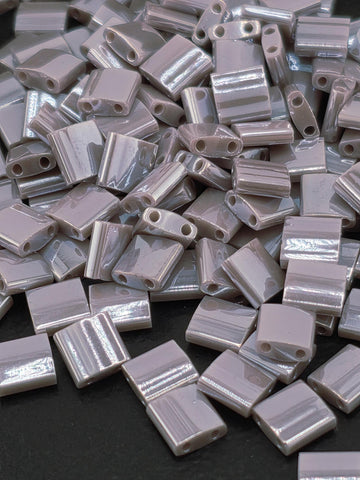 Miyuki Tila Beads, Dusky Lilac Two-Hole Squares - Matte AB Finish | Japanese Glass | 7.5G