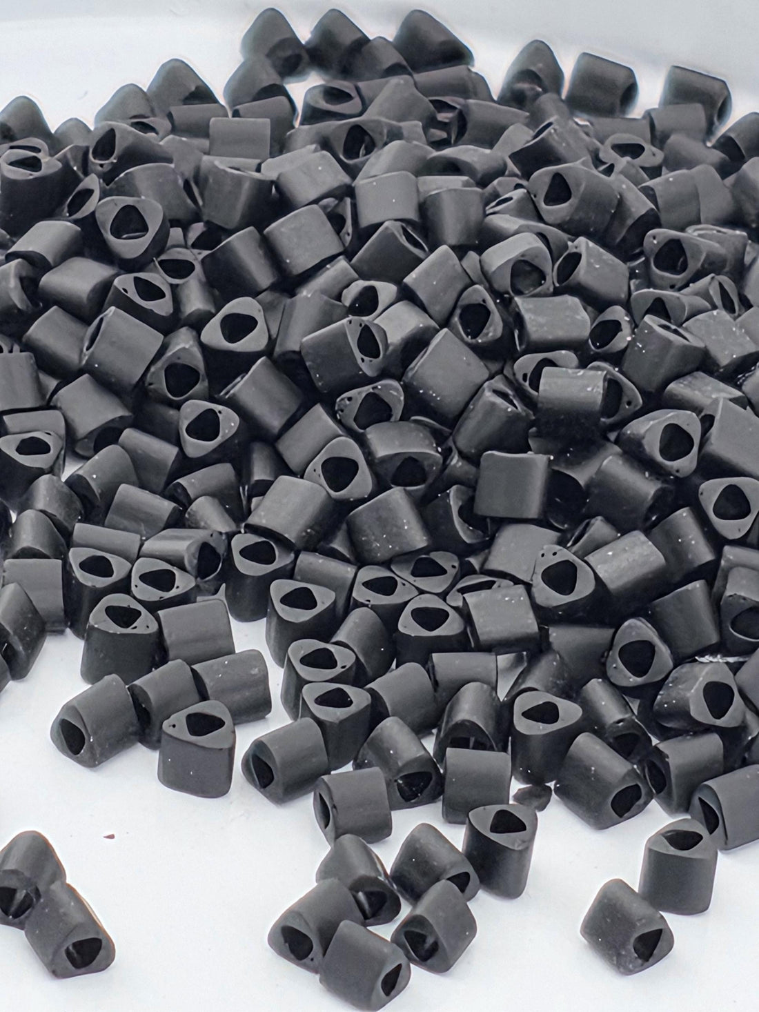 Toho Triangle Beads, Opaque-Frosted Jet | 11/0 | 2.5in tube (~8g) Pack