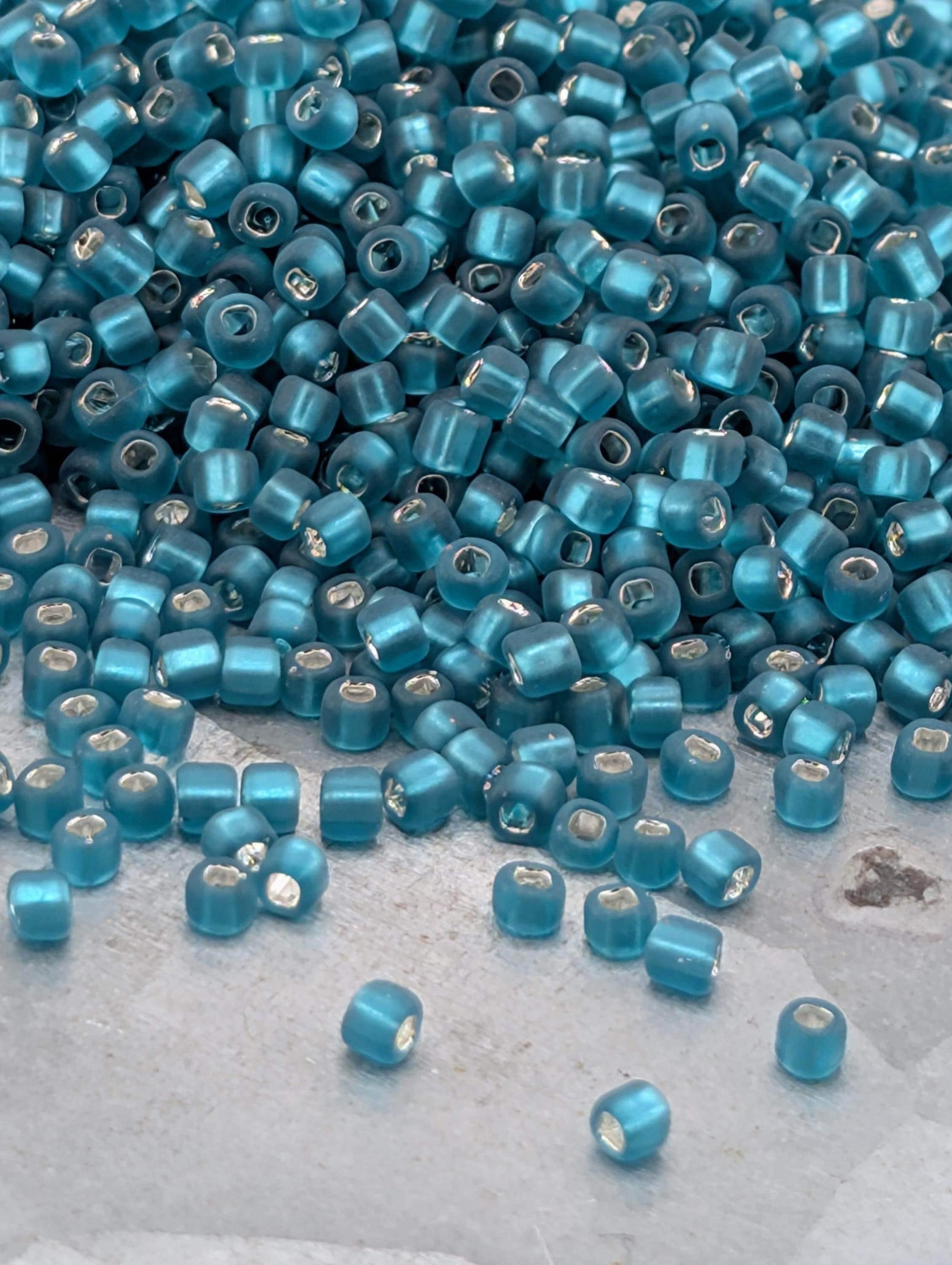 Matsuno Seed Beads, Teal Translucent Matte Silver Lined | Size 11/0 | Jewelry Making Supply