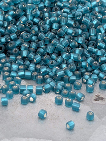 Matsuno Seed Beads, Teal Translucent Matte Silver Lined | Size 11/0 | Jewelry Making Supply