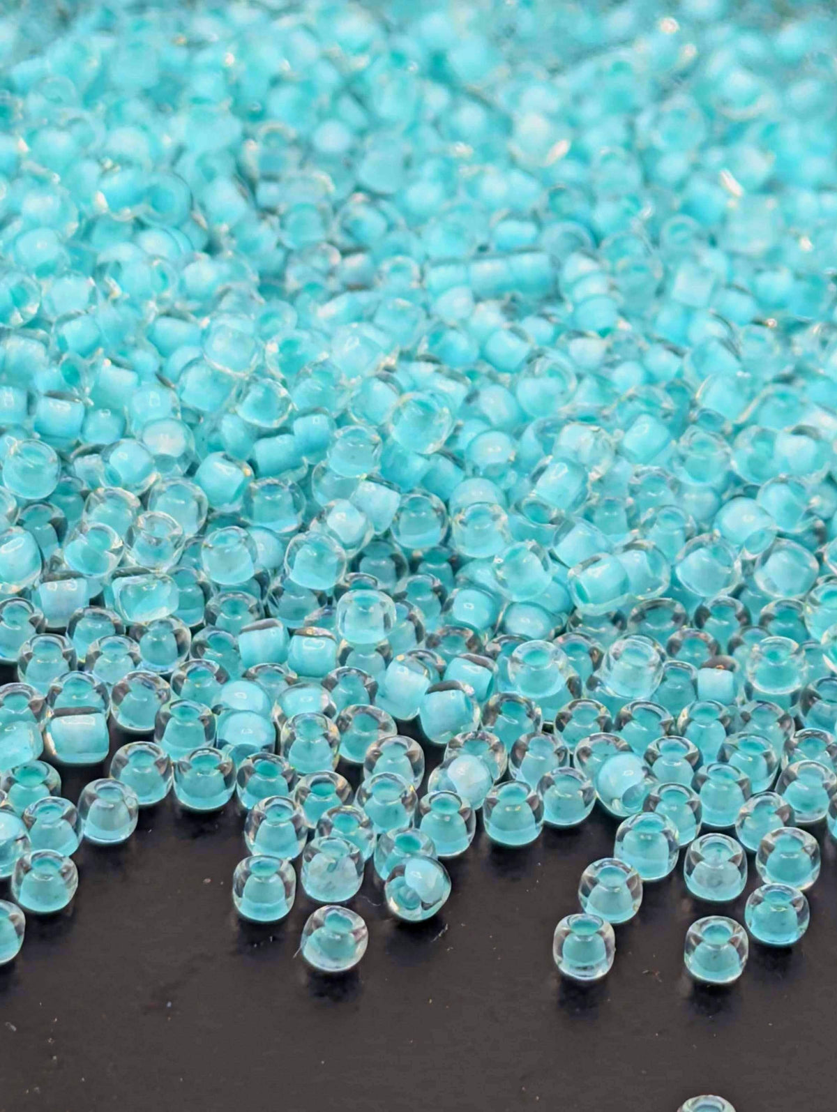 Teal Green Transparent Inside-Dyed Matsuno Seed Beads | Size 11/0 (2mm) | 15g, ~1650 pcs