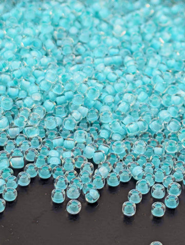 Teal Green Transparent Inside-Dyed Matsuno Seed Beads | Size 11/0 (2mm) | 15g, ~1650 pcs