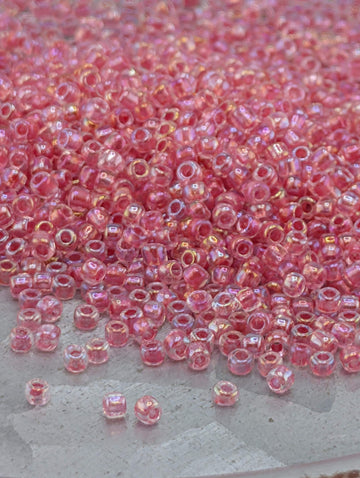 Hot Pink Translucent Seed Beads, Matsuno Japanese Glass - Color Lined (Size 11/0, Bead Weaving Supply)