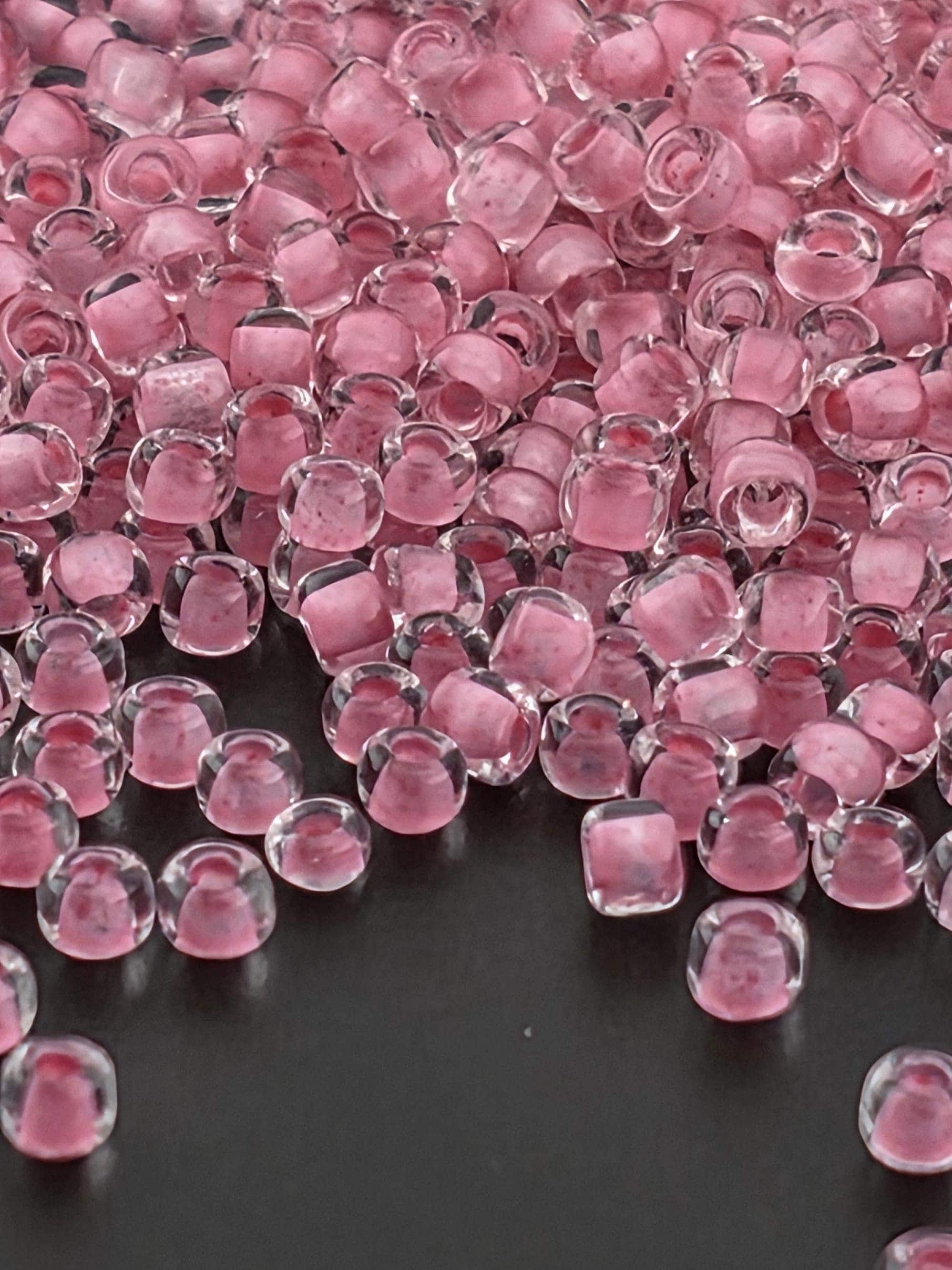 Dusty Rose Translucent Inside-Dyed Matsuno Seed Beads | Size 11/0 (2mm) | 15g, ~1650 pcs