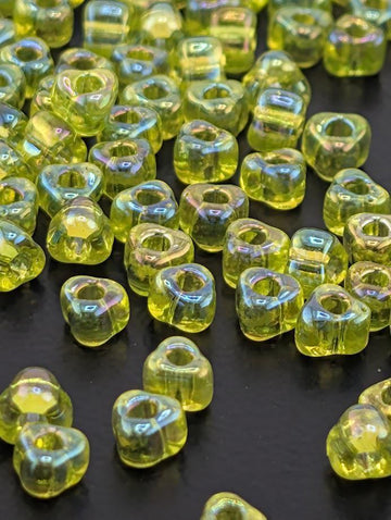Miyuki Triangle Beads, Lime Green Translucent Rainbow | 5/0 | 15g Pack
