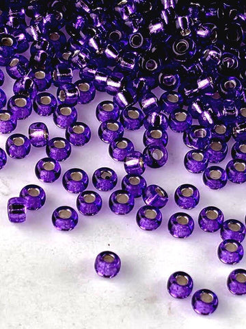 Purple Translucent Silver-Lined s Size 11/0