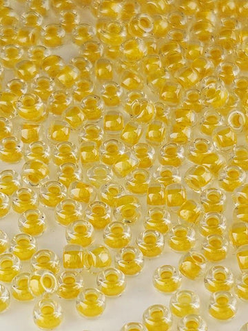 Crystal/Canary Yellow Inside Color Lined | Miyuki Rocaille | 11/0 | 15g pkg