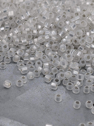 Clear Translucent Matte Silver-Lined Matsuno Seed Beads | Size 11/0 (2mm) | 15g, ~1650 pcs