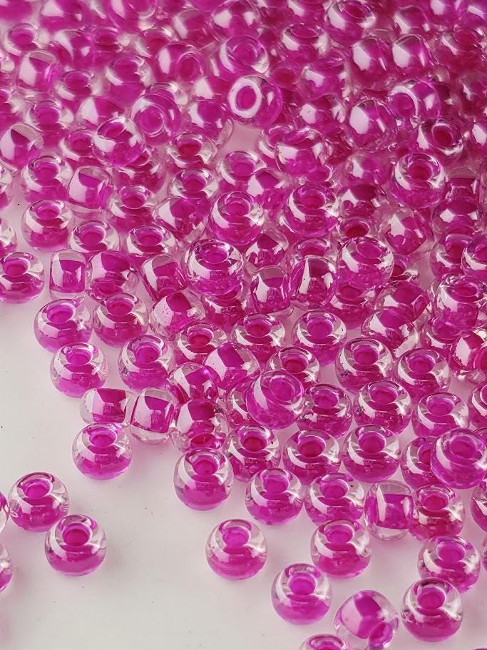 Crystal/Fuchsia Inside Color Lined | Miyuki Rocaille | 11/0 | 15g pkg