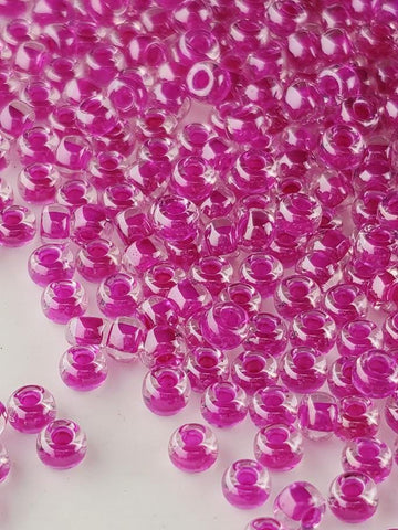 Crystal/Fuchsia Inside Color Lined | Miyuki Rocaille | 11/0 | 15g pkg