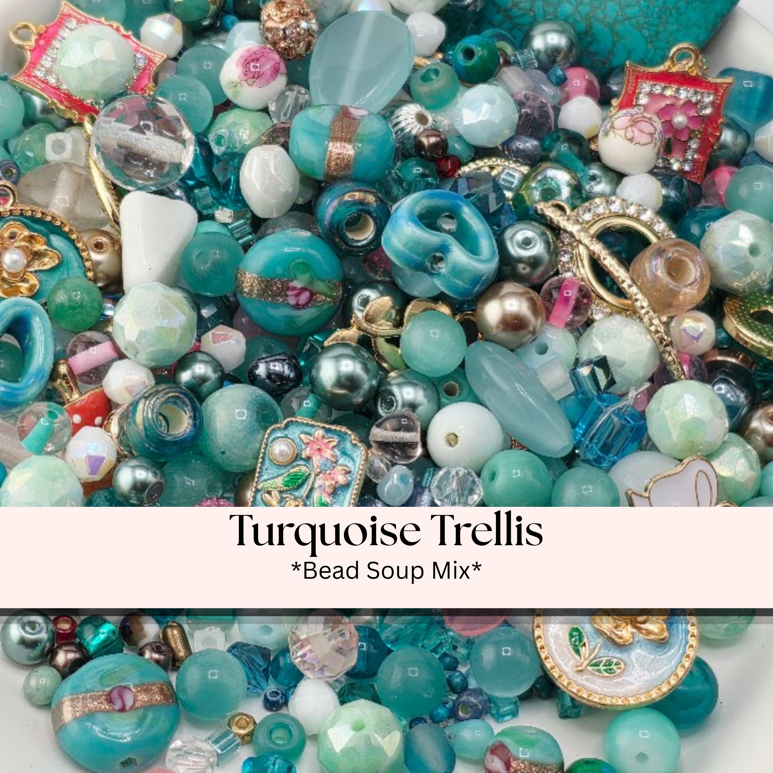 Aqua and Pink Bead Soup Mix: Colorful Glass Beads (56g Hand-Blended)