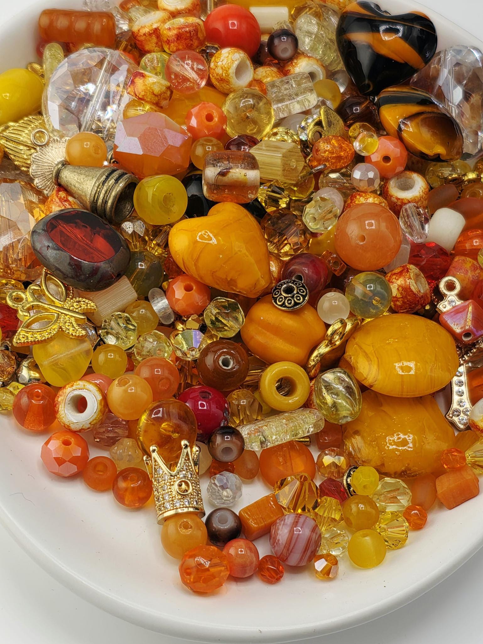 Jewelry Maker Glass Beads, Orange Yellow Mix (56g Craft Pack) | Jewelry Making Bracelet Supply | Learise Curated Mix