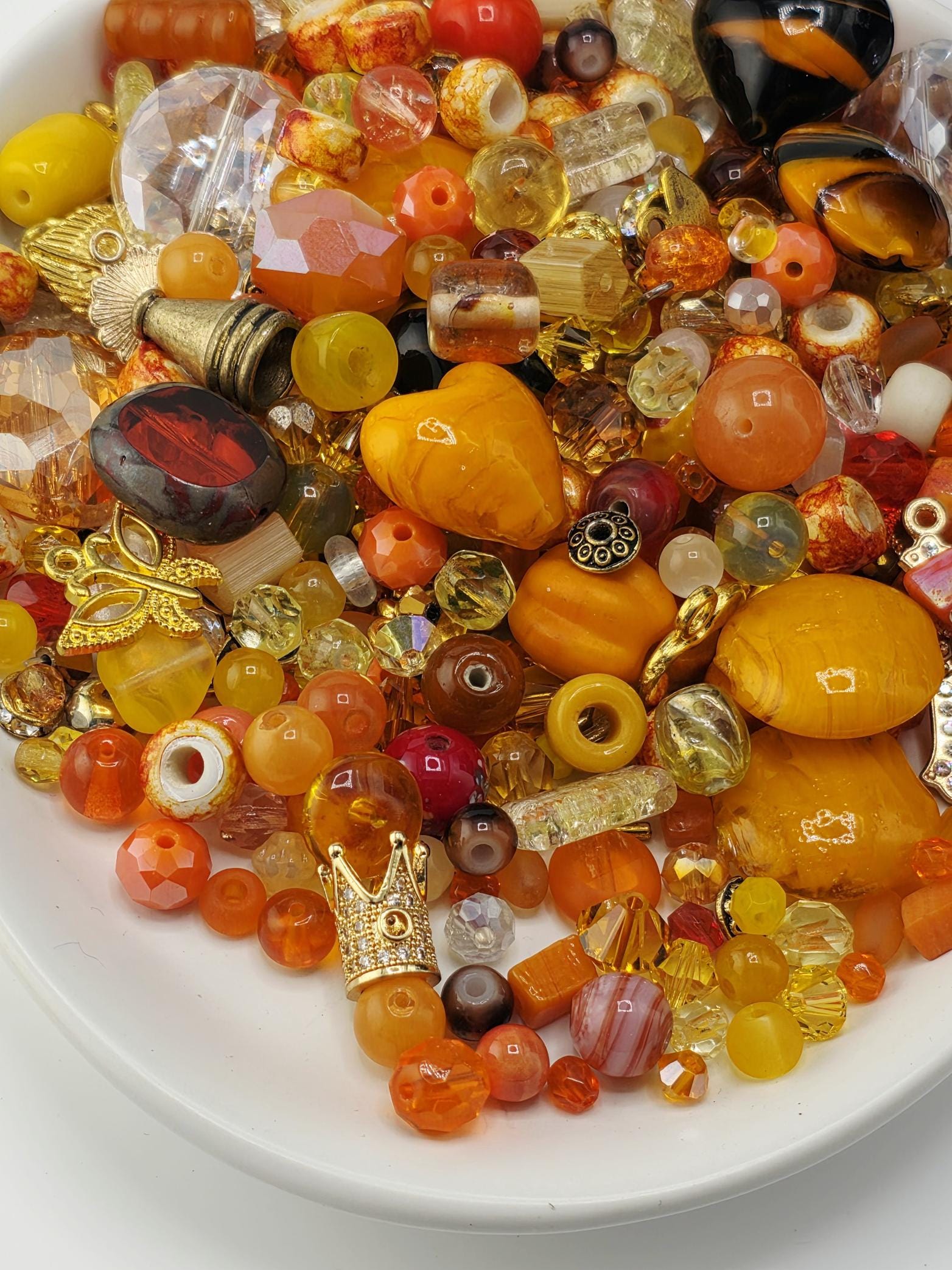Jewelry Maker Glass Beads, Orange Yellow Mix (56g Craft Pack) | Jewelry Making Bracelet Supply | Learise Curated Mix