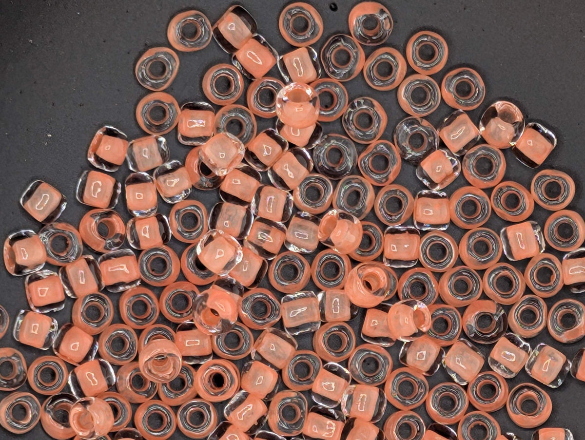 Matsuno Seed Beads Size 6 - Translucent Tangerine, 15g Pack