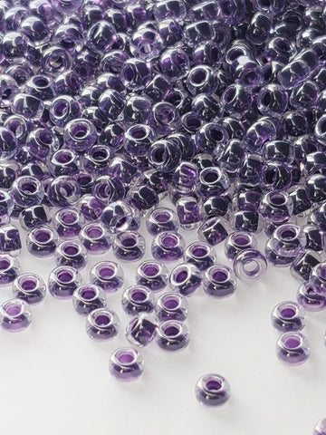 Crystal/Royal Purple Inside Color Lined | Miyuki Rocaille | 11/0 | 15g pkg