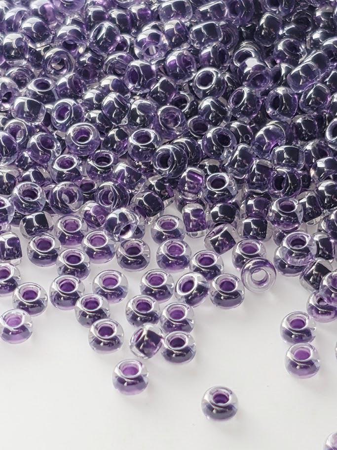 Crystal/Royal Purple Inside Color Lined | Miyuki Rocaille | 11/0 | 15g pkg