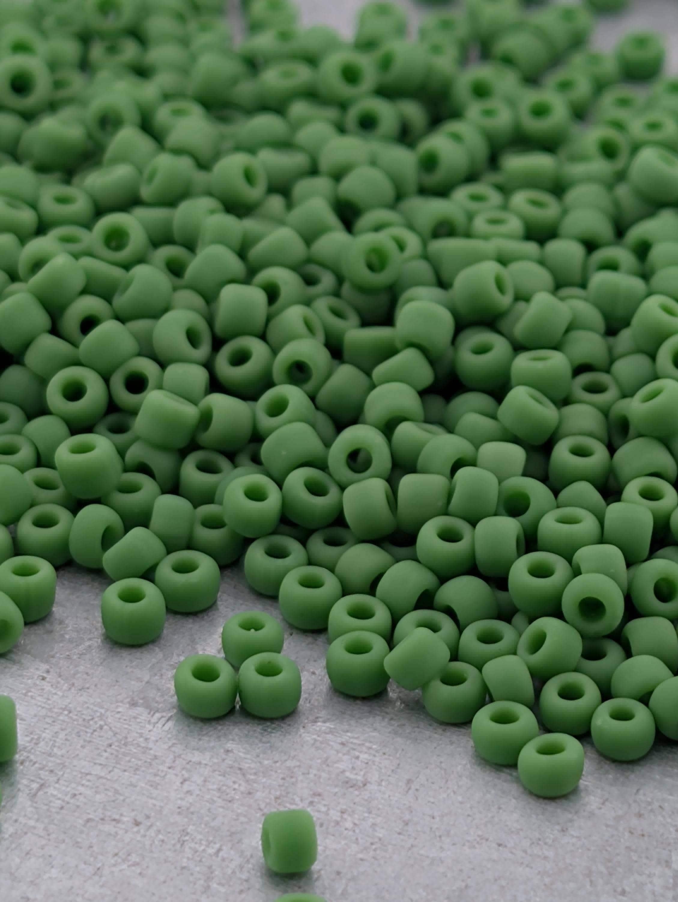 Green Opaque Matte Matsuno Seed Beads | Size 11/0 (2mm) | 15g, ~1650 pcs