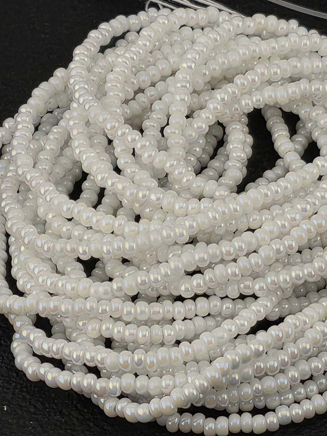 Czech Seed Beads, Preciosa Chalkwhite Iris Rocaille | Round Glass | 11/0 Size