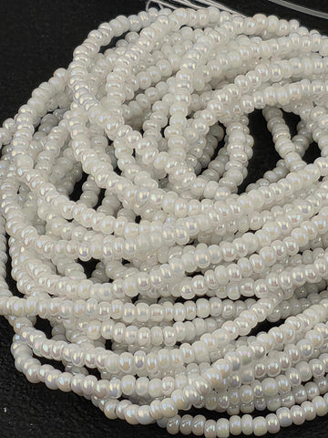 Czech Seed Beads, Chalkwhite Iris Rocaille - Glass Beads | Seed Bead Hank | 18 Gram Beads