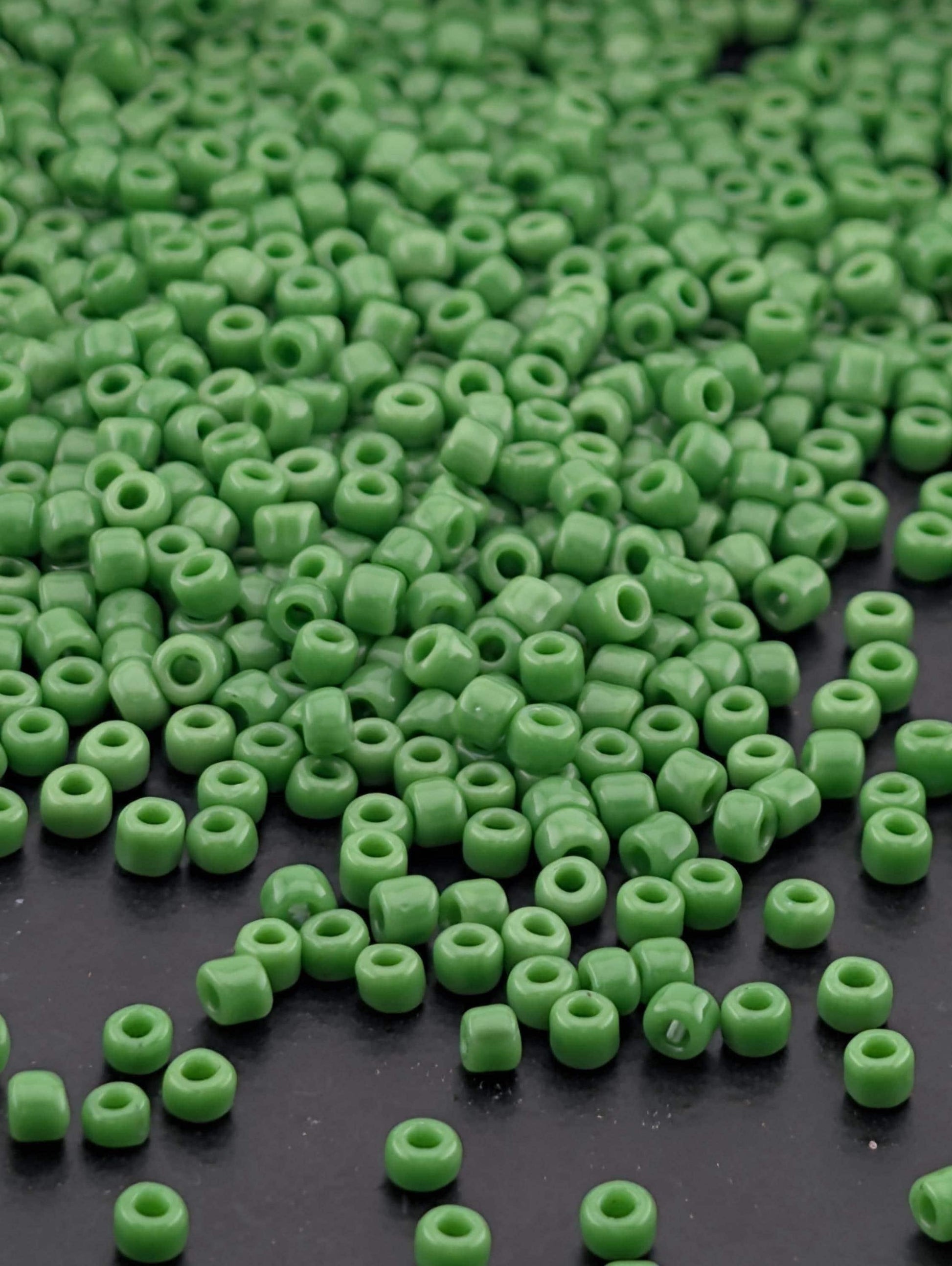 Green Opaque Matsuno Seed Beads | Size 11/0 (2mm) | 15g, ~1650 pcs
