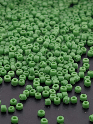 Green Opaque Matsuno Seed Beads | Size 11/0 (2mm) | 15g, ~1650 pcs