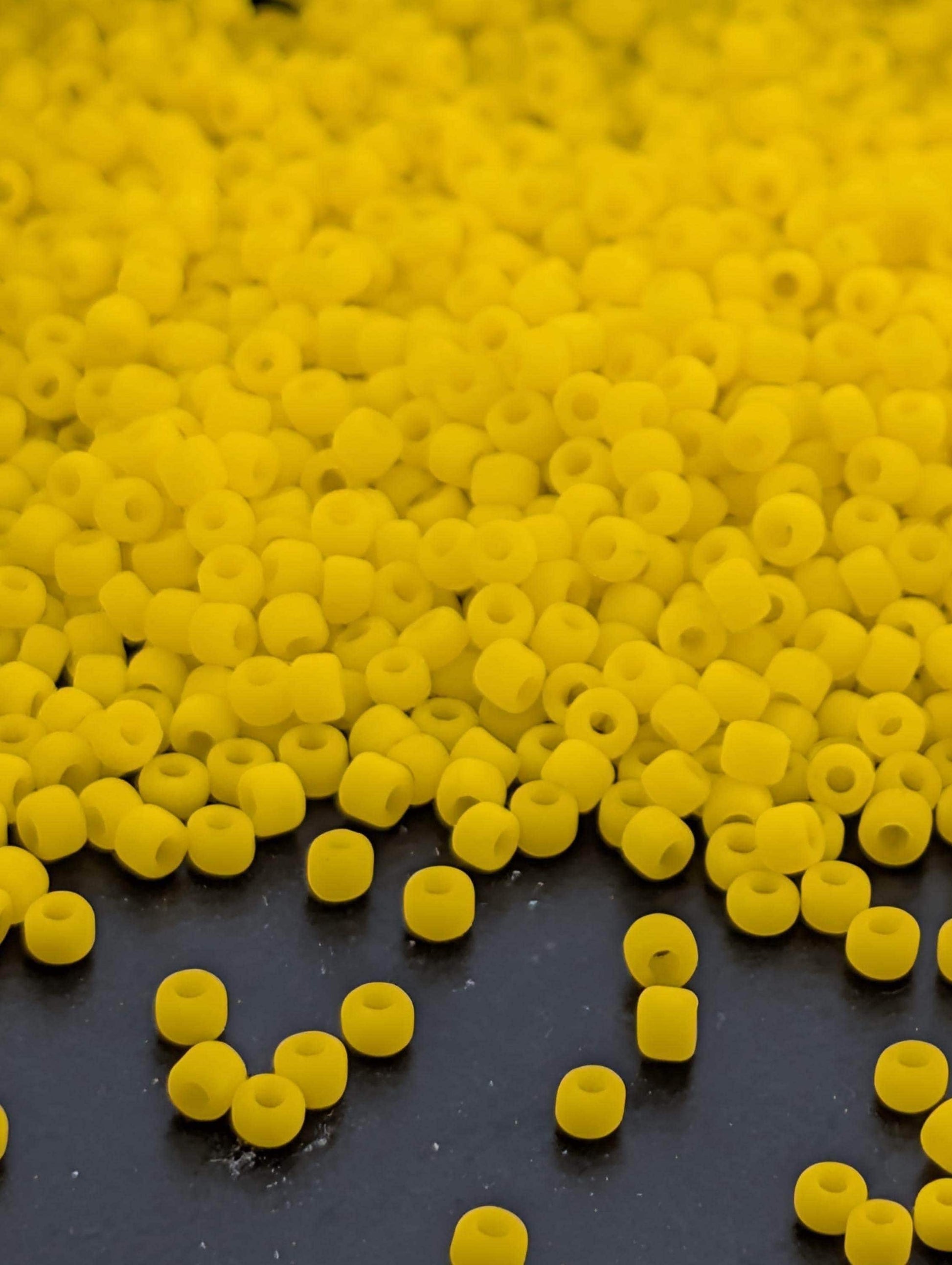 Dark Yellow Opaque Matte Matsuno Seed Beads | Size 11/0 (2mm) | 15g, ~1650 pcs
