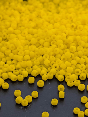 Dark Yellow Opaque Matte Matsuno Seed Beads | Size 11/0 (2mm) | 15g, ~1650 pcs