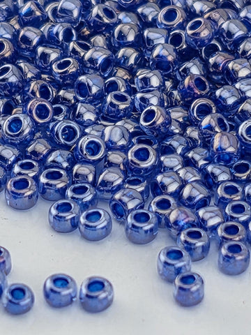 TOHO Round 11/0 Inside-Color Lt Sapphire, Opaque Dk Blue-Lined | 2.5 Tube Japanese Glass Beads