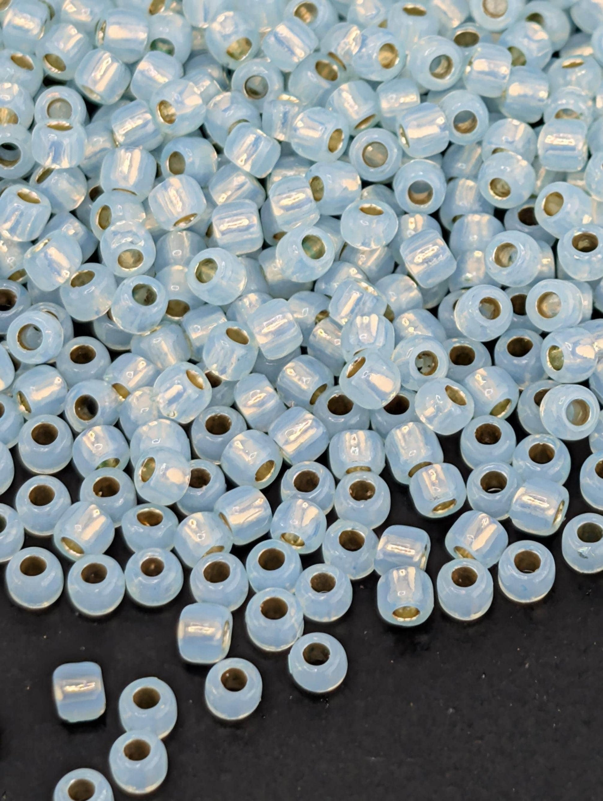 PermaFinish Silver Lined Beads, Milky Light Aqua Toho Round (Size 11/0, Glass) | Bracelet Making | Premium Japanese Seed Beads