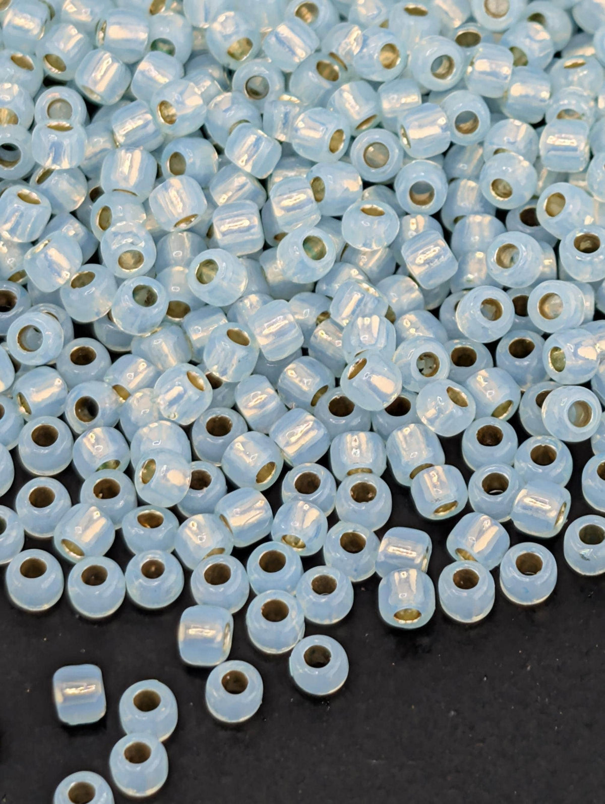 PermaFinish Silver Lined Beads, Milky Light Aqua Toho Round (Size 11/0, Glass) | Bracelet Making | Premium Japanese Seed Beads