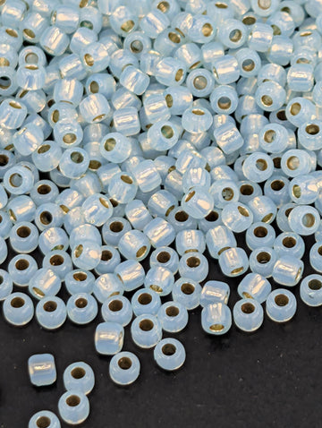 PermaFinish Silver Lined Beads, Milky Light Aqua Toho Round (Size 11/0, Glass) | Bracelet Making | Premium Japanese Seed Beads