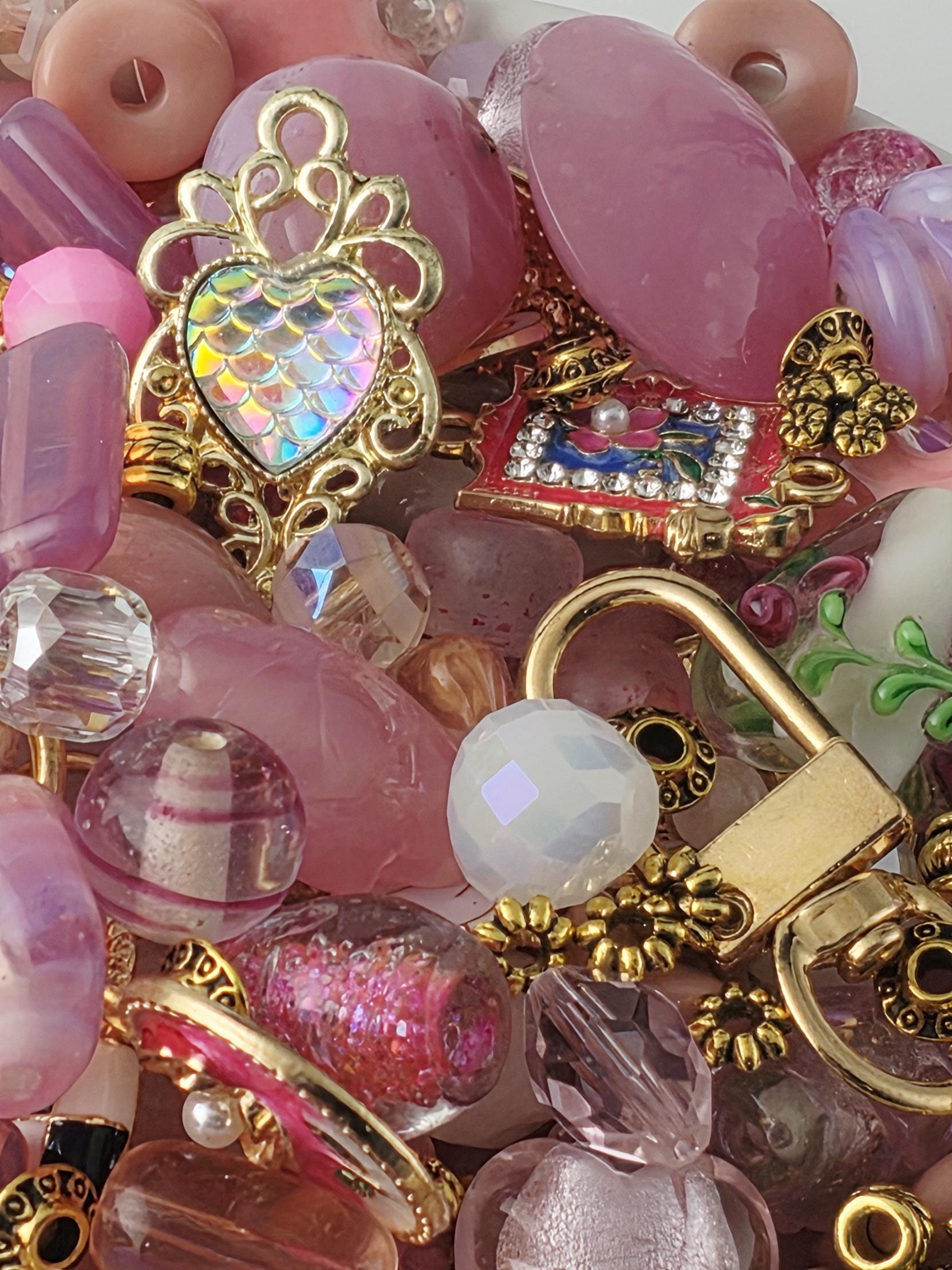 Rosé All Day | Premium Pink Glass & Gold Charm Bead Mix 2oz