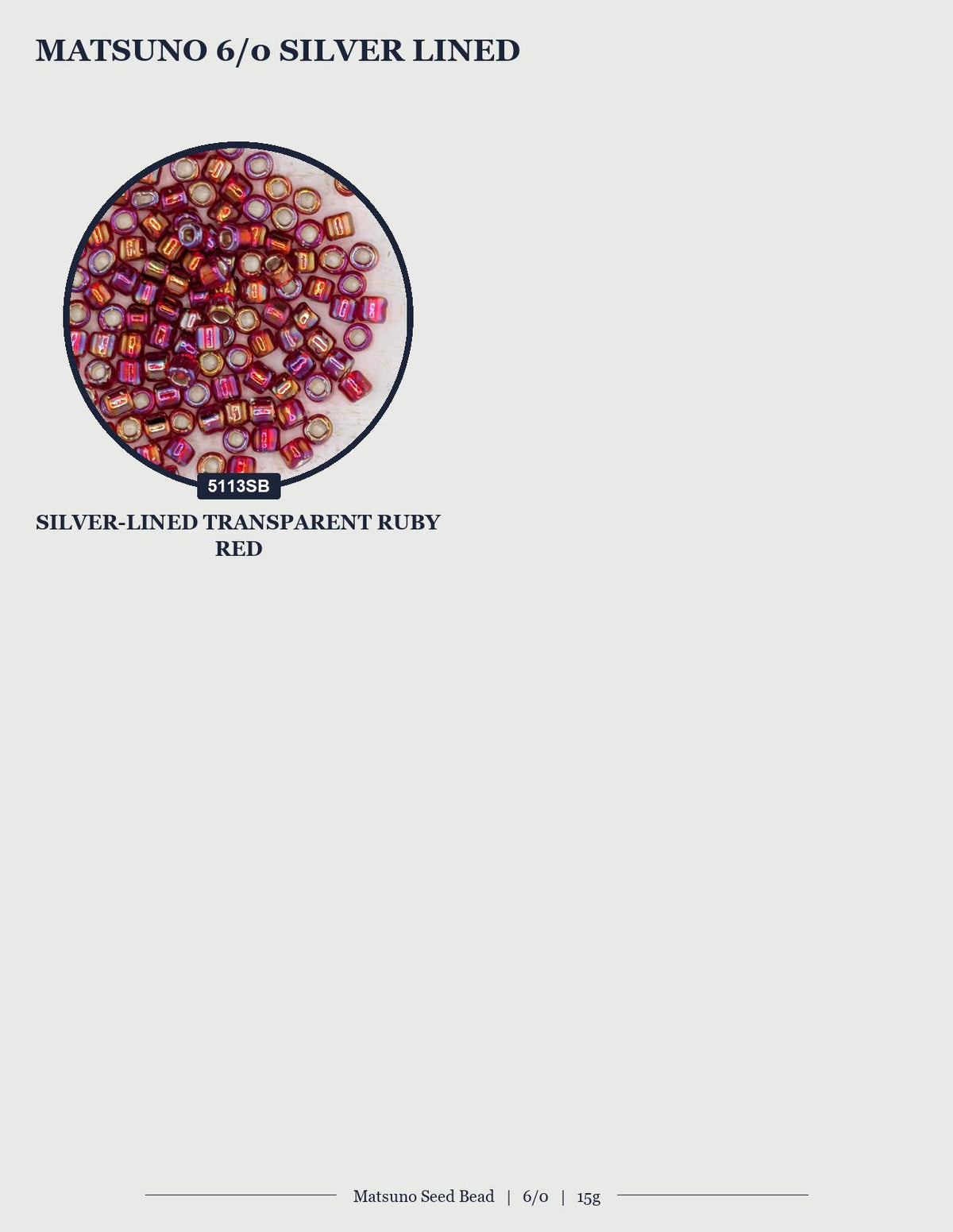 a collection of colorful beads, specifically silver-lined transparent beads in the color red.