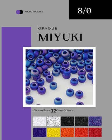 The image is a collage of various colored beads, including blue, purple, and white beads, arranged in a visually appealing manner.