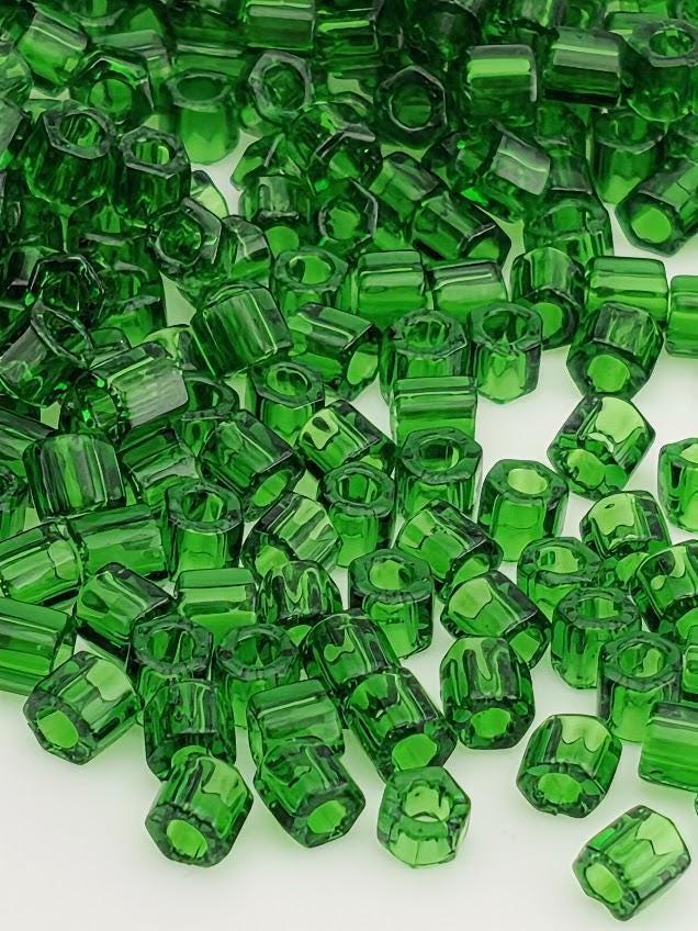 Toho Hex Seed Beads, Transparent Grass Green | Glass Beads For Loom Work