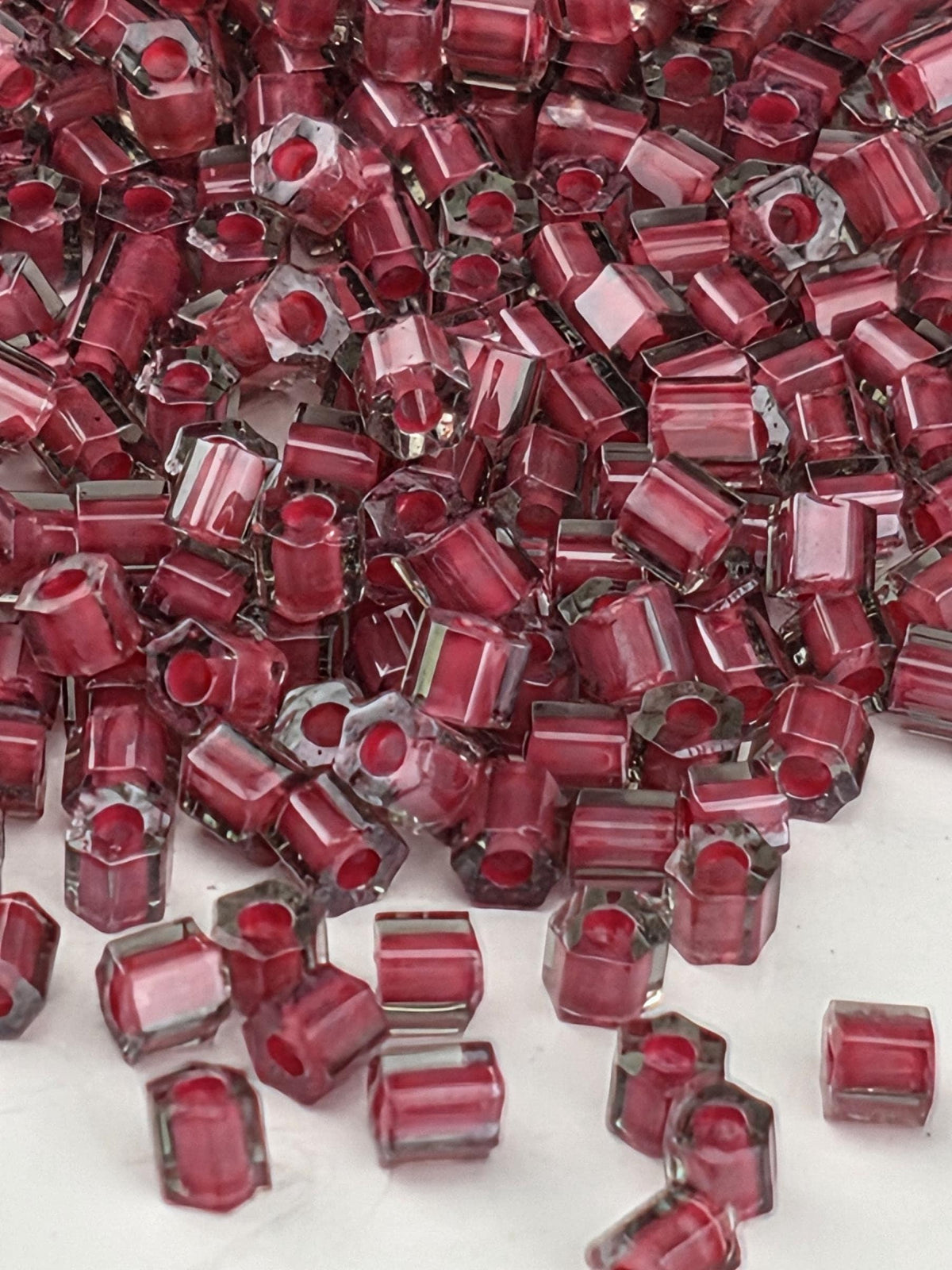 Toho Hex 11/0 Seed Beads, Crystal Berry Wine-Lined | Japanese Glass | 2.5g Tube