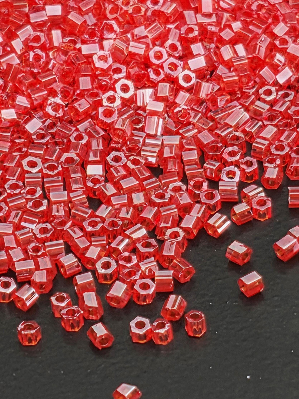 TOHO Hexagon 15/0 Beads, Luster Crystal | Tropical Sunset-Lined | Japanese Glass